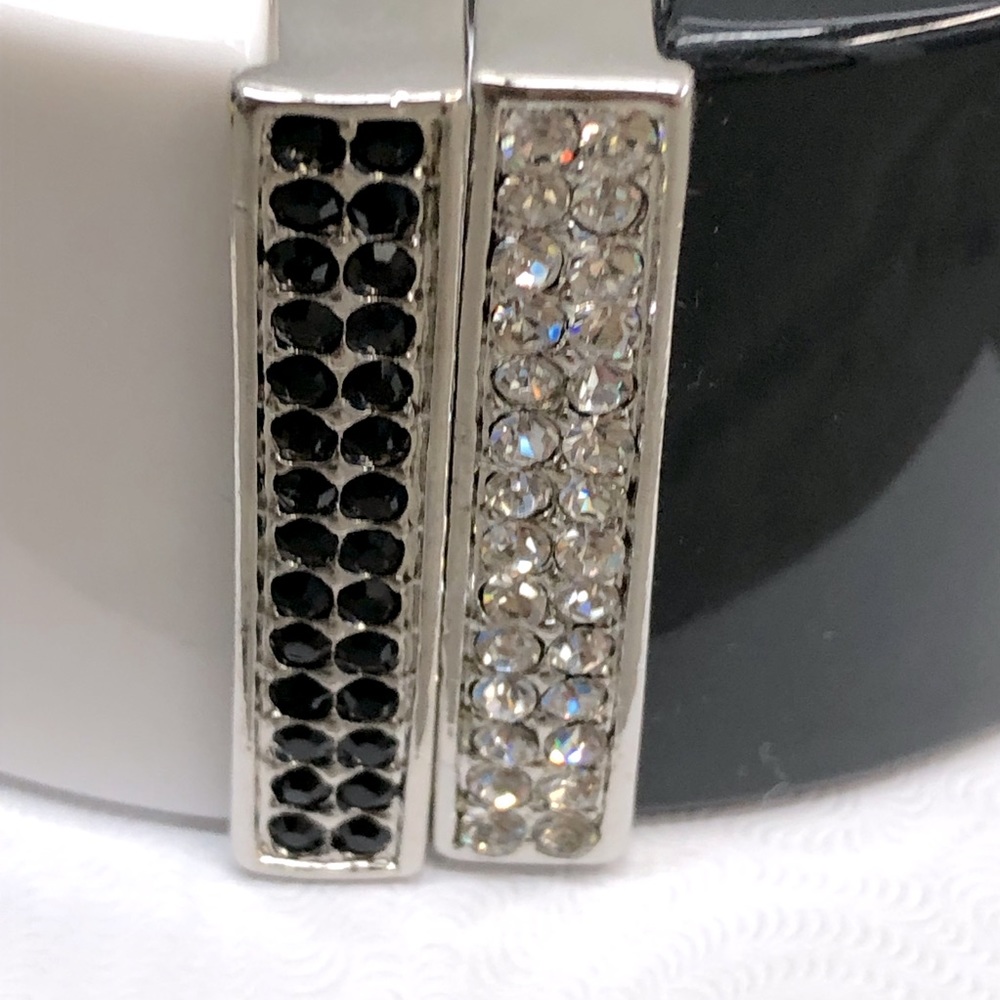 Duplicity of “Ebony and Ivory” with matching crystals bangle